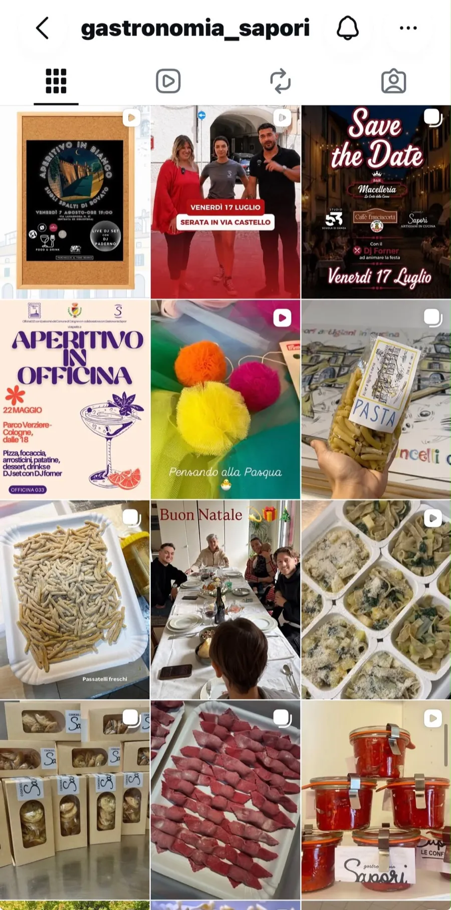 Feed Instagram di Gastronomia Sapori Rovato prima della collaborazione